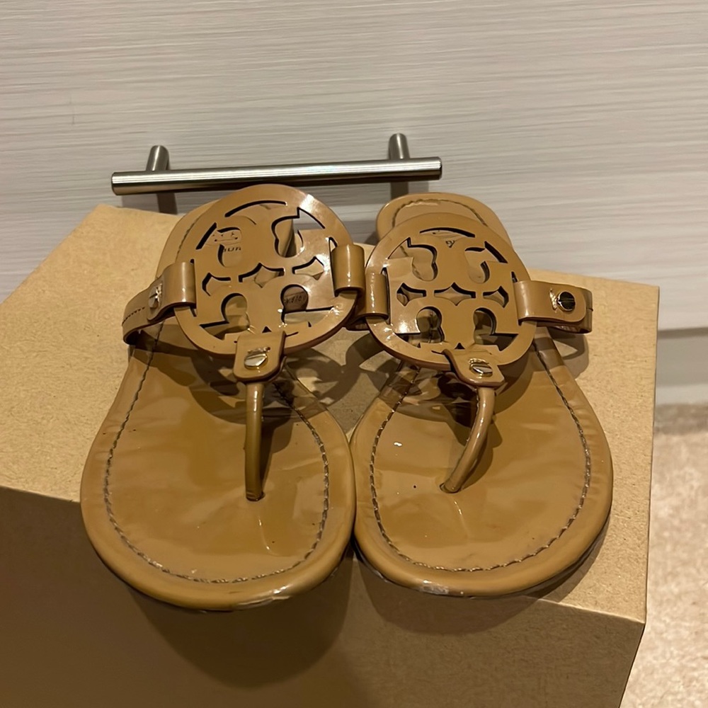 Tory Burch nude patent Miller sandal used